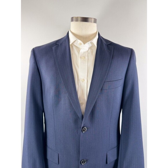 HUGO BOSS Mens Blazer Blue Pasolini Movie Pinstriped Comfort Fit Suit Jacket 38R - Picture 7 of 13